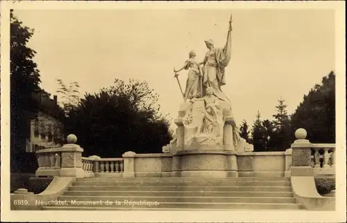 Postkarte Neuenburg Stadt Neuenburg, Denkmal der Republik