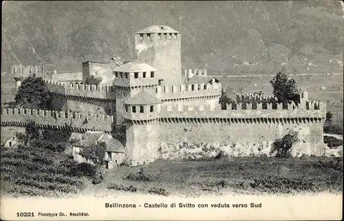 Ak Bellinzona Kanton Tessin, Castello di Svitto, veduta verso Sud