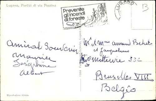 Ak Lugano Kt. Tessin Schweiz, Portici di Via Pessina