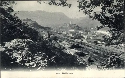 Ak Bellinzona Kanton Tessin, Ortsansicht, Gleise