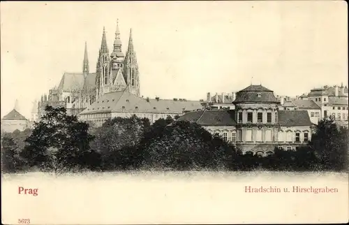 Ak Praha Prag Tschechien, Hradčany Hradschin, Hirschgraben