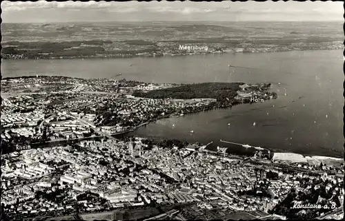 Ak Konstanz am Bodensee, Meersburg, Luftaufnahme