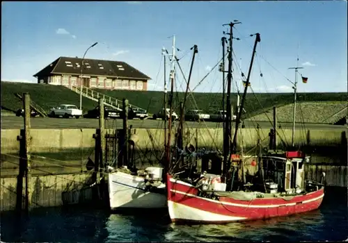 Ak Strucklahnungshörn Insel Nordstrand Nordfriesland, Hafen, Boote