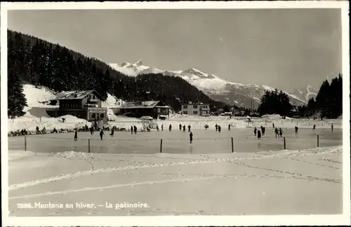 Ak Montana Kt. Wallis Schweiz, Die Eisbahn