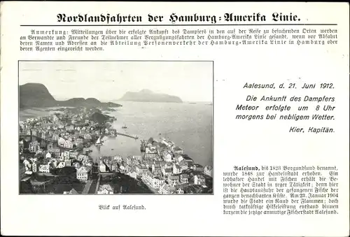 Ak Ålesund Aalesund Norwegen, Totalansicht, Nordlandfahren der HAPAG