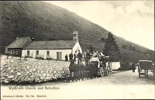 Ak Keswick Cumbria England, Wythburn Church, Helvellyn