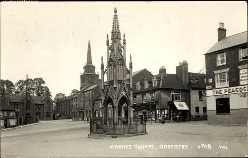 Foto Ak Daventry Northamptonshire England, Market Square, Peacock Inn