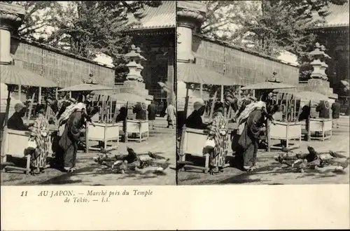 Stereo Ak Tokio Japan, Marché près du Temple