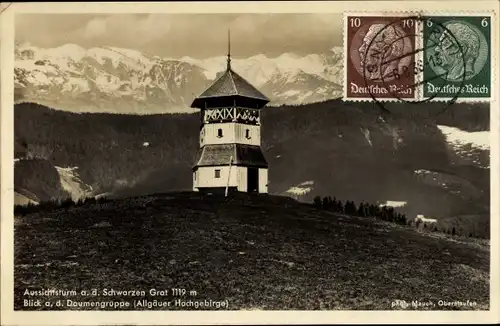 Ak Isny im Allgäu, Aussichtsturm a. d. Schwarzen Grat, Daumengruppe