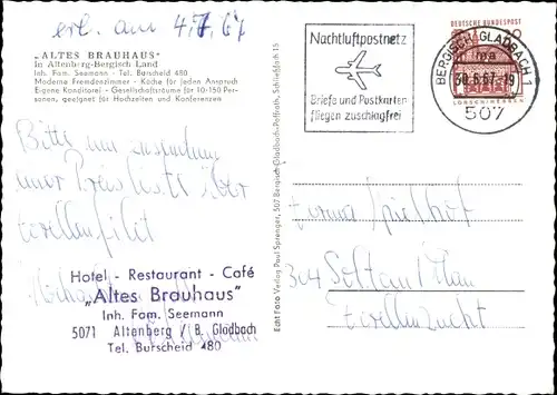 Ak Altenberg Odenthal Bergisches Land, Altes Brauhaus, Theke, Speiseraum, Treppenaufgang