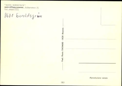 Ak Geroldsgrün im Frankenwald Oberfranken, Haus Hornfeck, Silberstein 35