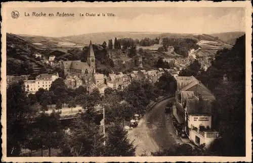 Ak La Roche en Ardenne Wallonien Luxemburg, Das Chalet und die Stadt