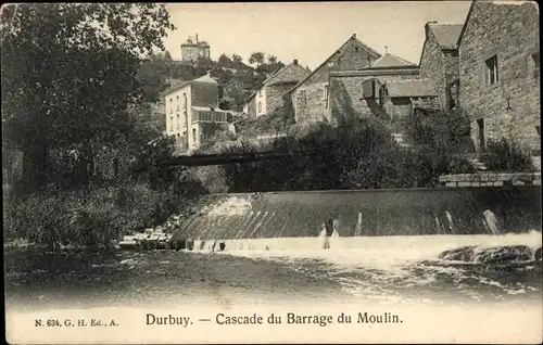 Ak Durbuy Wallonien Luxemburg, Wasserfall des Moulin-Staudamms