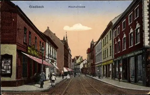 Ak Gladbeck im Ruhrgebiet Westfalen, Hochstraße, Geschäfte