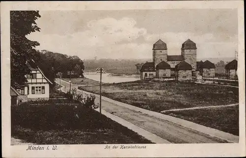 Ak Minden in Ostwestfalen Lippe, Kanalschleuse