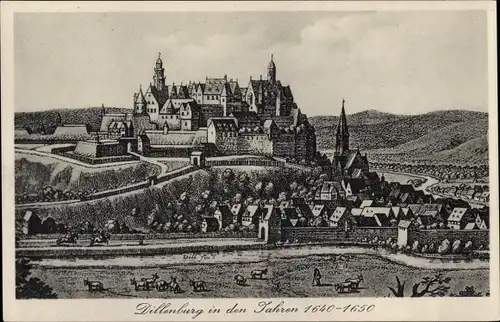 Ak Dillenburg in Hessen, Burg in den Jahren 1640-1650