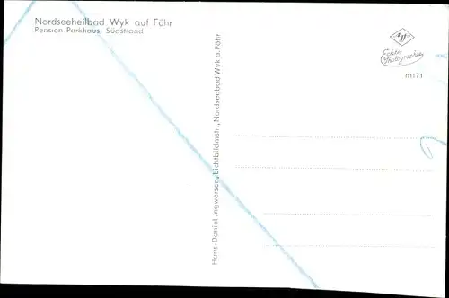 Ak Wyk auf Föhr Nordfriesland, Pension Parkhaus, Südstrand