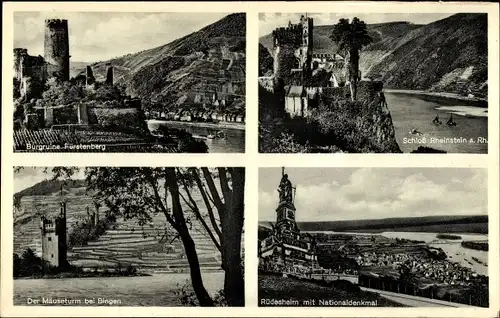 Ak Bingerbrück Bingen am Rhein, Mäuseturm, Burgruine Fürstenberg, Schloss Rheinstein, Rüdesheim