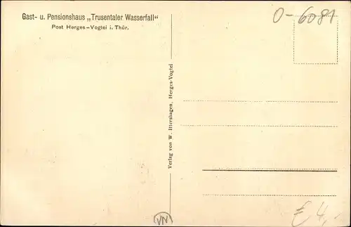 Ak Trusetal in Thüringen, Gasthaus Trusentaler Wasserfall