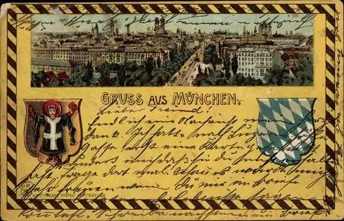 Wappen Passepartout Ak München, Panorama