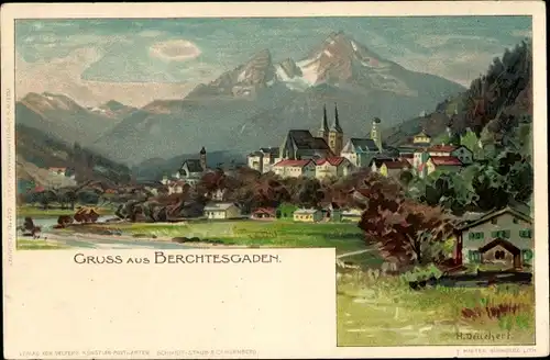 Künstler Ak Berchtesgaden in Oberbayern, Panorama