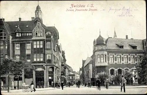 Ak Zwickau in Sachsen, Innere Plauensche Straße