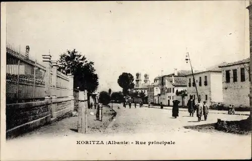 Ak Koritza Albanisch, Hauptstraße