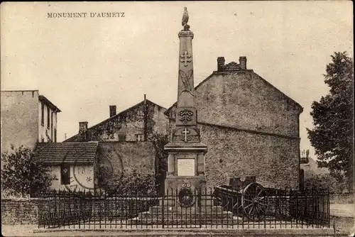 Ak Deutrange Moselle, Monument d'Aumetz