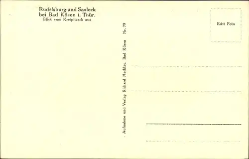 Ak Bad Kösen Naumburg an der Saale, Rudelsburg, Saaleck, Blick vom Kreipitzsch