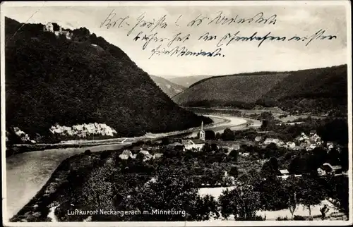 Ak Neckargerach in Baden Württemberg, Panorama, Minneburg