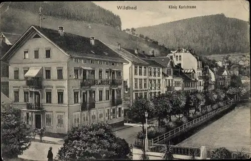 Ak Bad Wildbad im Schwarzwald, König Karl Straße, Hotel de Russie