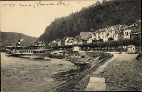 Ak St. Goar am Rhein, Rheinufer, Dampfer