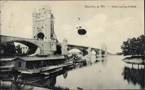 Ak Worms am Rhein, Ernst-Ludwig-Brücke