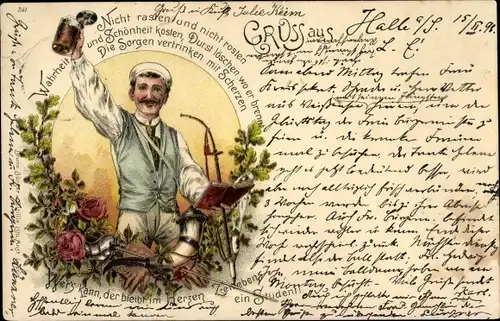 Studentika Litho Student, Bierkrug, Degen, Reservistenpfeife, Bürger & Ottilie 241