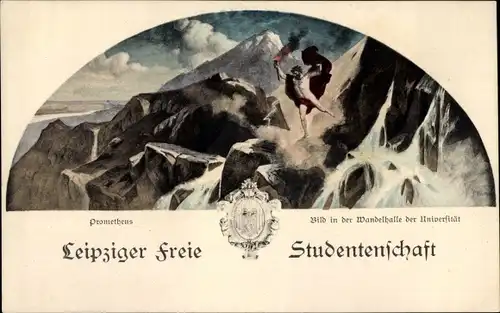 Studentika Ak Leipzig in Sachsen, Prometheus, Gemälde in der Wandelhalle der Universität