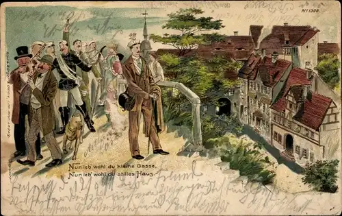 Studentika Litho Nun leb wohl du kleine Gasse, Studenten