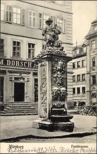 Ak Würzburg am Main Unterfranken, Fischbrunnen, Handlung Dorsch