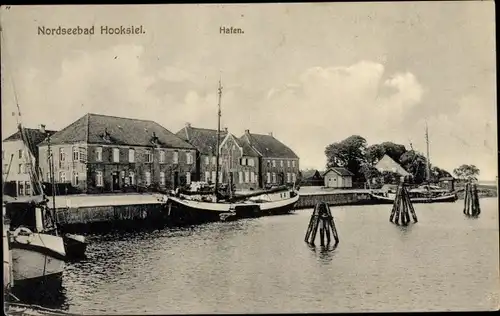 Ak Hooksiel Wangerland in Friesland, Hafenpartie