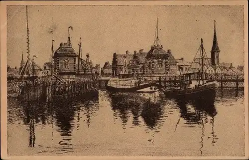 Ak Elspeet Gelderland, Hafenidyll