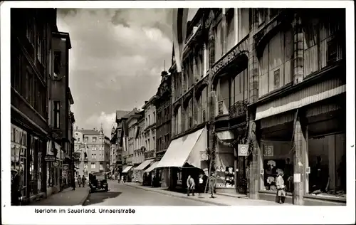 Ak Iserlohn im Märkischen Kreis, Unnaerstraße, Geschäfte