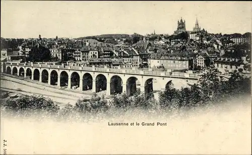 Ak Lausanne Kanton Waadt, Panorama, Die Grosse Brücke