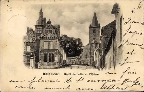 Ak Bouvignes sur Meuse Wallonien Namur, Rathaus, Kirche