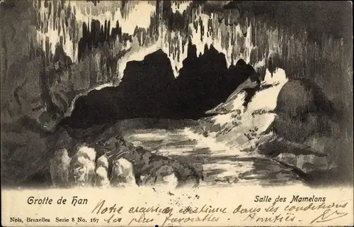 Künstler Ak Höhle von Han Han sur Lesse Wallonien Namur, Brustwarzenzimmer