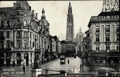 Ak Antwerpen Flandern, Zuckerkanal, Kirche