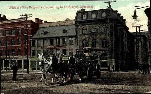 Ak Montreal Quebec Kanada, mit der Feuerwehr