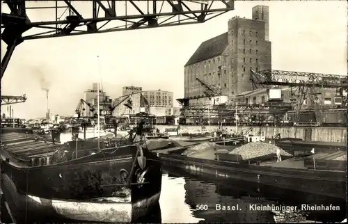 Ak Bâle Basel Stadt Schweiz, Kleinhüninger Rheinhafen