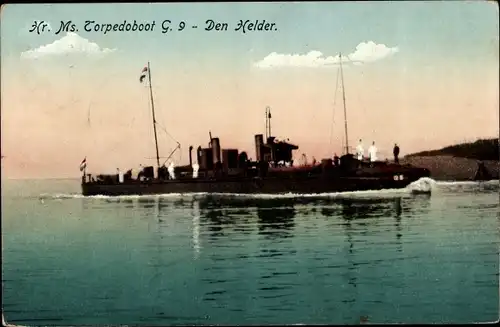 Ak Den Helder Nordholland Niederlande, Niederländisches Kriegsschiff, Hr.Ms. G 9, Torpedoboot