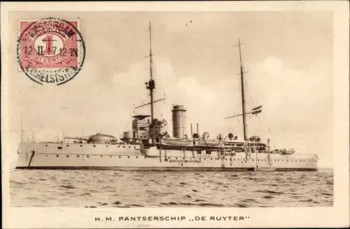 Ak Niederländisches Kriegsschiff, De Ruyter, Panzerschiff