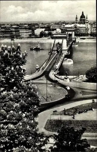 Ak Budapest Ungarn, Brücke zur Stadt