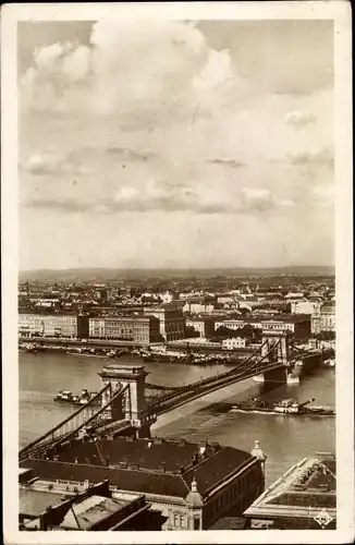 Ak Budapest Ungarn, Kettenbrücke, Stadt